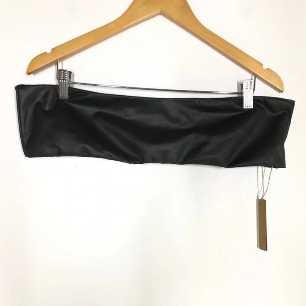SKIMS Micro (B13) Pleather Swim Bandeau Top Onyx NWT Size XL